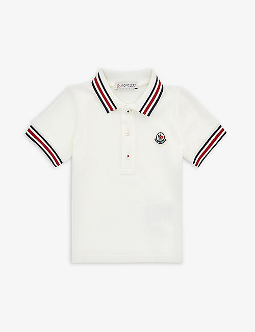 MONCLER: Logo-appliqué stretch-cotton polo shirt 3 months-3 years