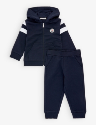 MONCLER: Stripe brand-appliqué stretch-cotton tracksuit 3 months-3 years