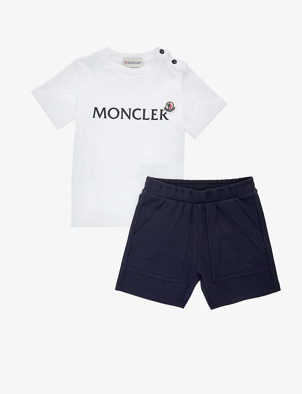 Moncler Kids' Branded T-shirt And Shorts Set White