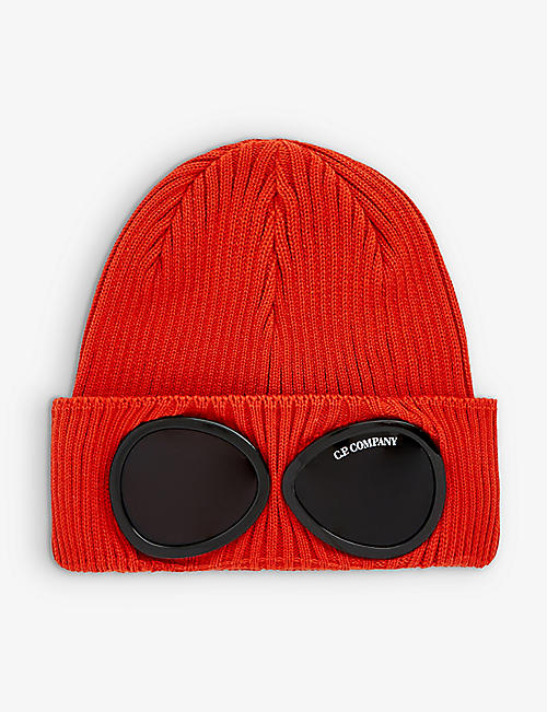 CP COMPANY: Kids double goggle lens cotton-knit beanie