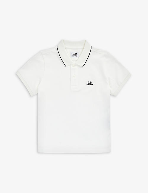 CP COMPANY: Logo-embroidered stretch-cotton piqué polo shirt 4-14 years