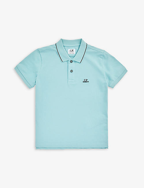 CP COMPANY: Logo-embroidered stretch-cotton piqué polo shirt 4-14 years