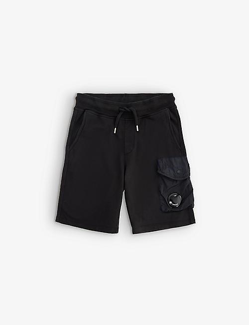 CP COMPANY: Branded-lens cotton-jersey shorts 4-14 years