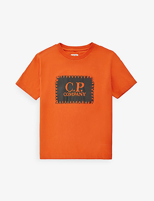 CP COMPANY: Patch logo cotton T-shirt 4-14 years