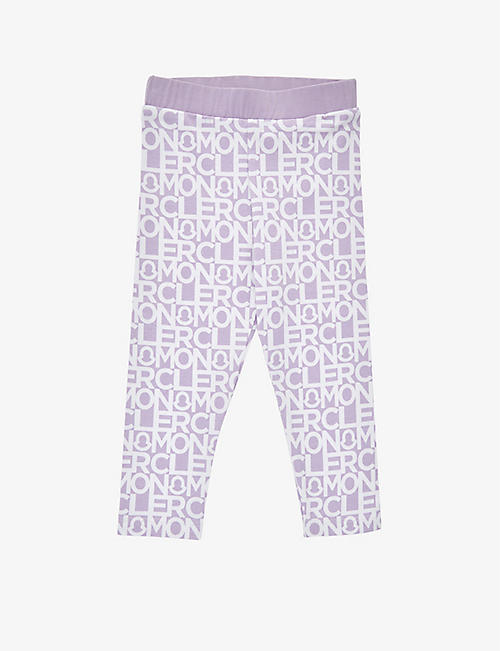 MONCLER: Branded stretch-cotton leggings 3 months-3 years