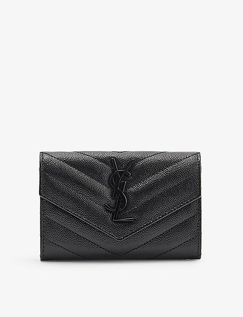 SAINT LAURENT: Monogrammed small quilted leather wallet