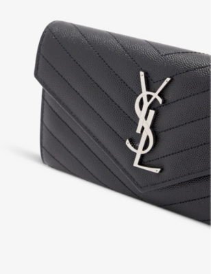 Rent, Saint Laurent, Envelope chain wallet in black w/ silver