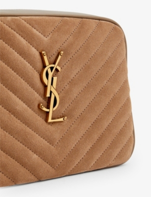 Shop Saint Laurent Womens Taupe/gold Lou Monogram Leather Cross-body Camera Bag