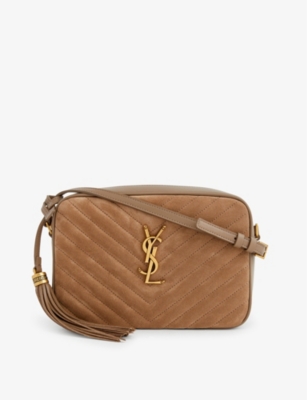 Saint Laurent Lou Monogram Leather Cross-body Camera Bag In Taupe/gold