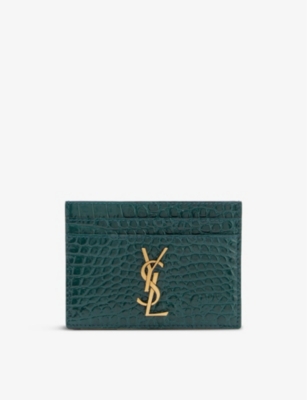 Saint Laurent Green Monogramme Card Holder Saint Laurent