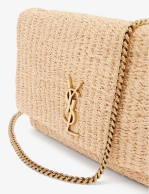 Saint Laurent Kate Medium Chain Bag In Raffia in Natural