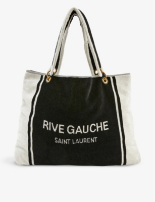 SAINT LAURENT Rive Gauche cotton towel tote bag Selfridges