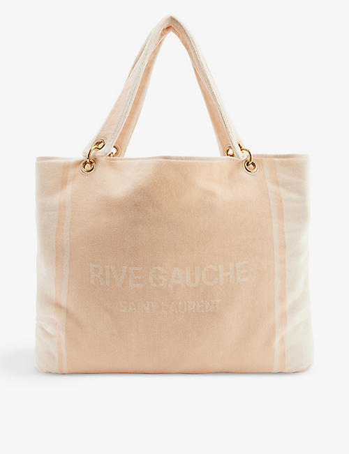 SAINT LAURENT: Rive Gauche cotton-towelling tote bag
