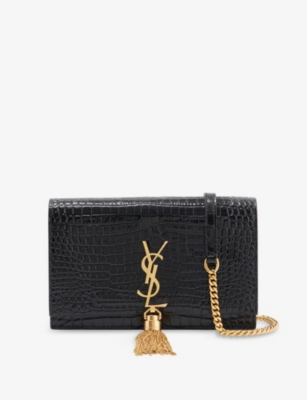 Pre-Owned Yves Saint Laurent Kate Croc-Embossed Tassel Chain Bag