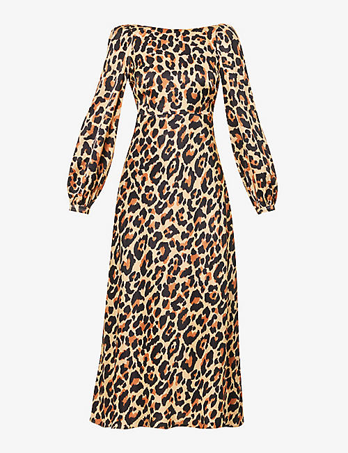 KITRI: Megan leopard-print woven maxi dress