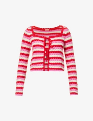 KITRI: Dionne striped cotton-blend knit cardigan