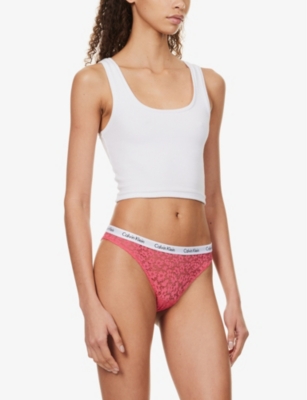 Carousel Mid-rise Pack Of Three Stretch-lace Briefs In Cerise/white/black
