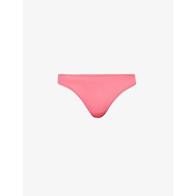 Calvin Klein Womens Cerise Lipstick Marquisette Mid-rise Stretch-recycled Polyamide Thong