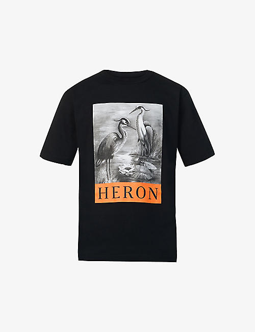 HERON PRESTON：苍鹭图案圆领平纹针织棉 T 恤
