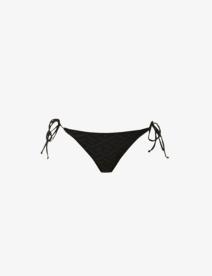 Versace Halter Bikini Briefs High Cut Hardware In Black