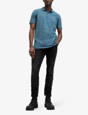Shop Allsaints Men's Cool Grey/sur Pack Of Two Reform Ramskull-embroidered Organic-cotton Polo Shirts