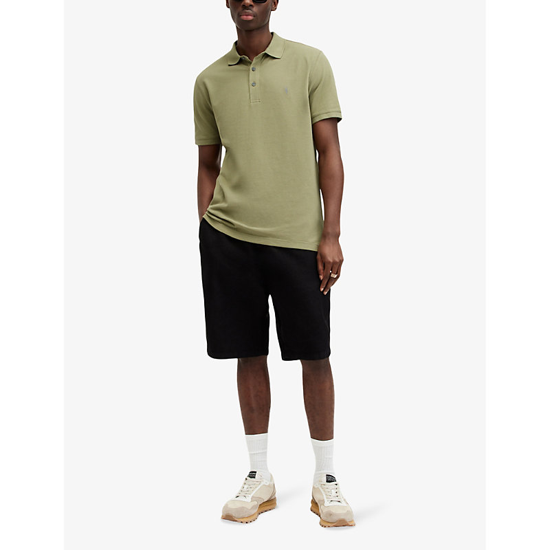 Shop Allsaints Men's Green/opt Whit Pack Of Two Reform Ramskull-embroidered Organic-cotton Polo Shirts