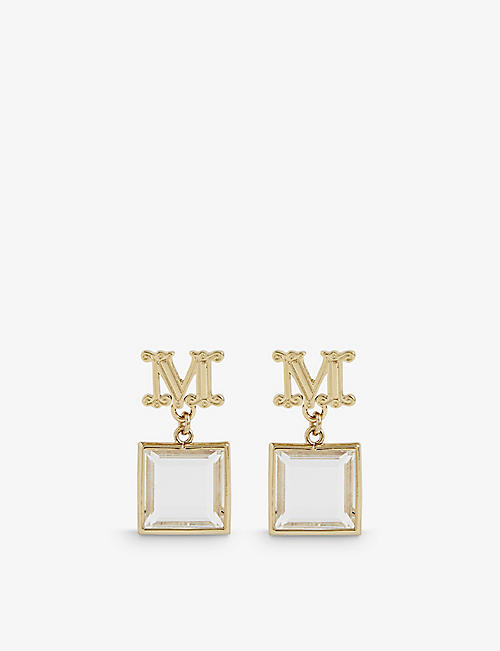 MAX MARA: M-logo metal and glass earrings
