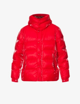 MONCLER MONCLER MEN'S RED VERDON BRAND-PATCH SHELL-DOWN HOODED JACKET,64145489