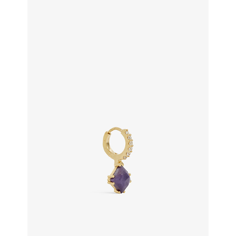 Pd Paola Womens Gold Fuji 18ct Yellow Gold-plated Sterling-silver Charoite And Cubic Zirconia Single