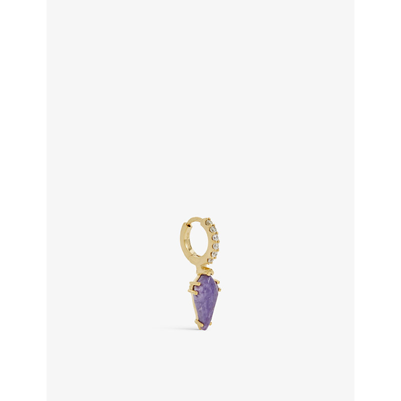 Pd Paola Womens Gold Naoki 18ct Yellow Gold-plated Sterling-silver Charoite And Cubic Zirconia Singl