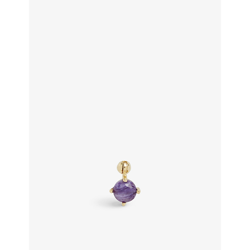 Pd Paola Womens Gold Kimi 18ct Yellow Gold-plated Sterling-silver And Charoite Stud Earring