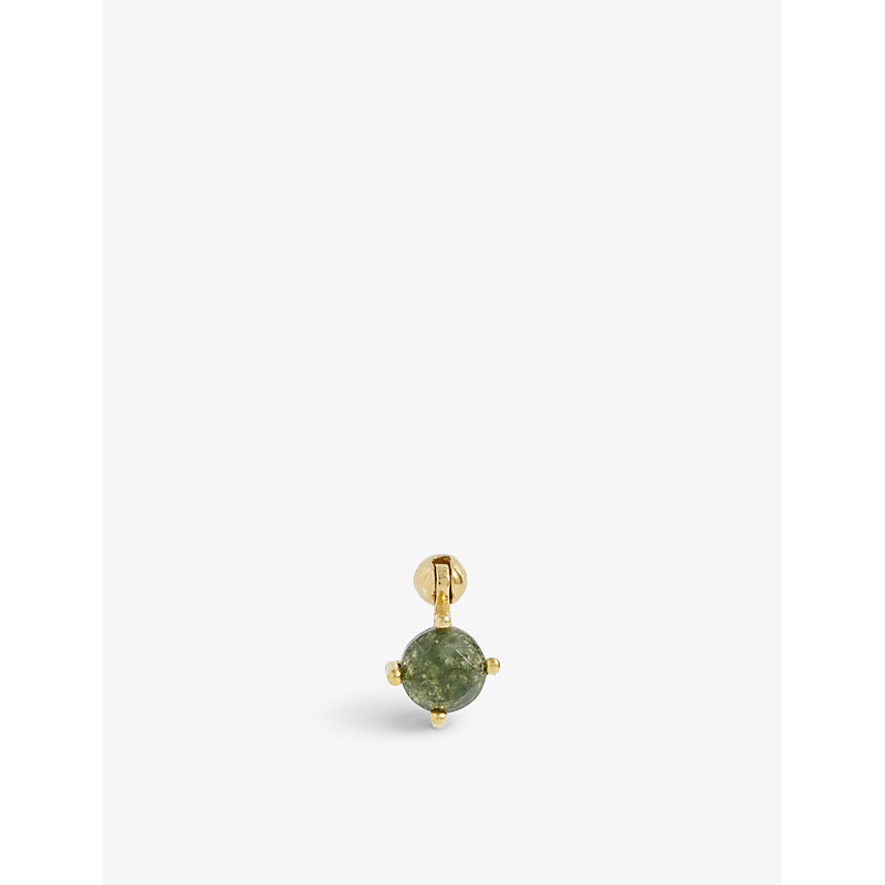 Pd Paola Womens Gold Kimi 18ct Yellow Gold-plated Sterling-silver And Moss Agate Stud Earring