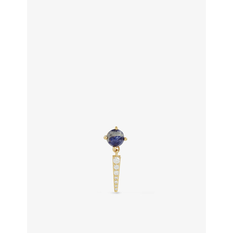 Pd Paola Womens Gold Yoki 18ct Yellow Gold-plated Sterling-silver Sodalite And Cubic Zirconia Single