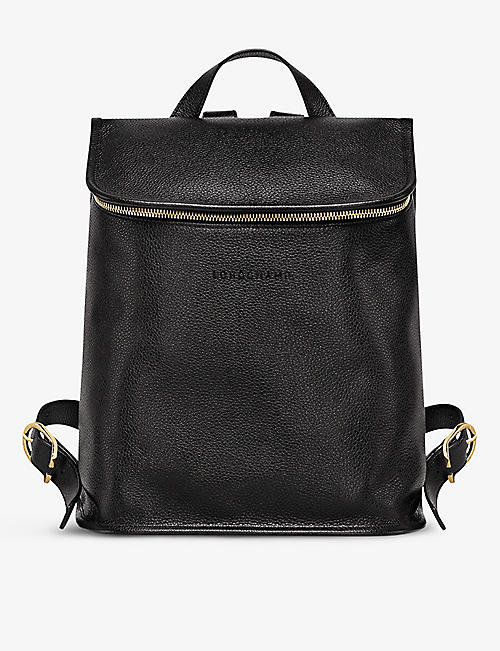 LONGCHAMP: Le Foulonné brand-debossed leather backpack