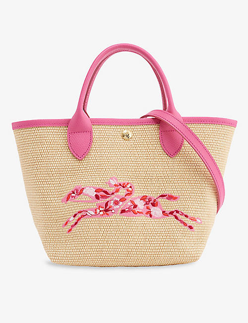 LONGCHAMP: Logo-embroidered canvas top-handle bag