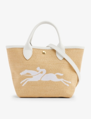 Shop Longchamp Woven Canvas Basket Bag