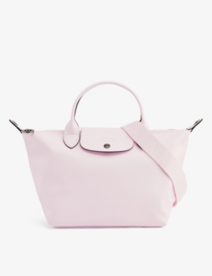 Longchamp Extra Small Le Pliage Leather Top Handle Bag in Petal Pink