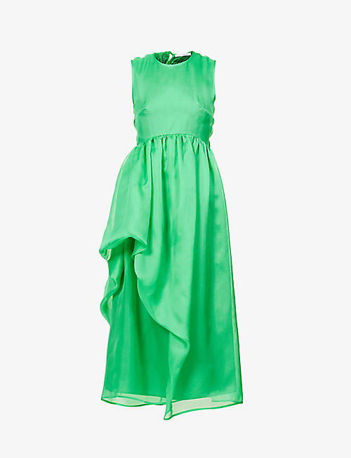 CECILIE BAHNSEN: Fang scoop-neck gathered silk midi dress