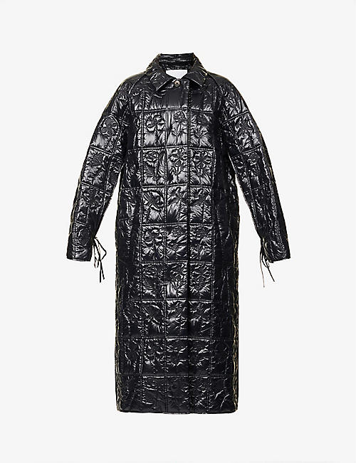 CECILIE BAHNSEN: Dayla floral-embroidered shell coat