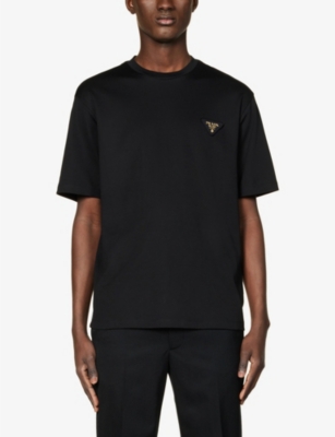 PRADA Brand-appliqué crew-neck cotton-jersey T-shirt