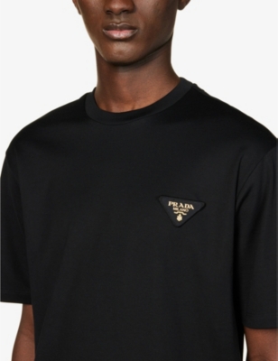 PRADA Brand-appliqué crew-neck cotton-jersey T-shirt