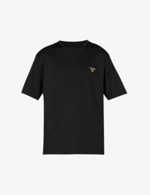 PRADA Brand-appliqué crew-neck cotton-jersey T-shirt