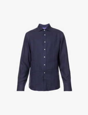Ralph Lauren Classic Linen Sport Shirt In Classic Navy
