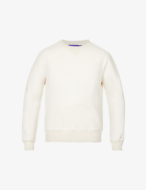 RALPH LAUREN PURPLE LABEL: Brand-embroidered regular-fit cotton-blend sweatshirt