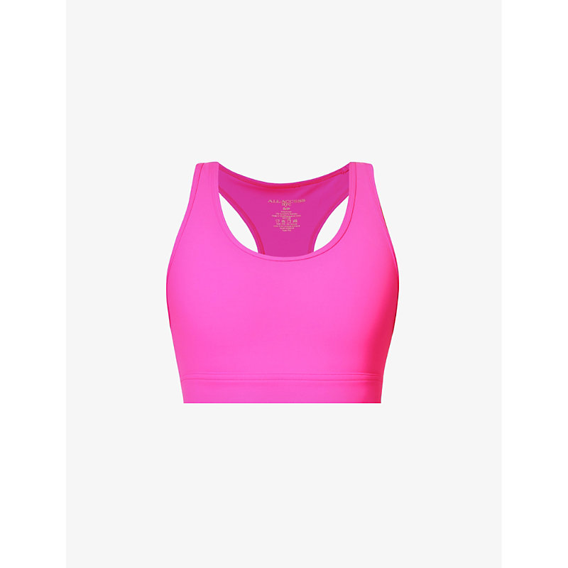 All Access Womens Hyper Pink Front Row Stretch-woven Sports Bra
