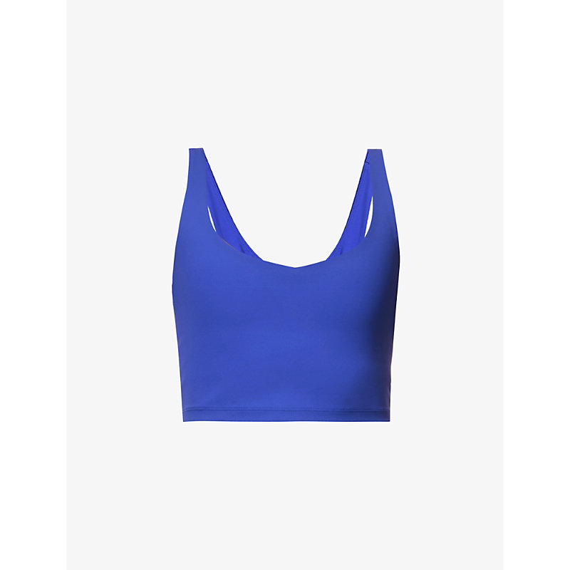 All Access Womens Cobalt Blue Tempo V-neck Stretch-woven Bra