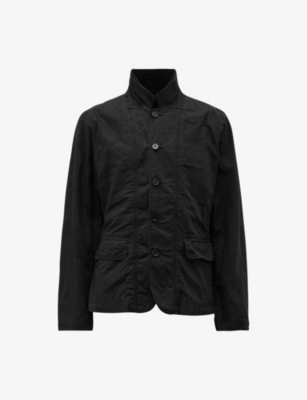 Allsaints Mens Black Duran Wax-coated Organic-cotton Jacket ModeSens