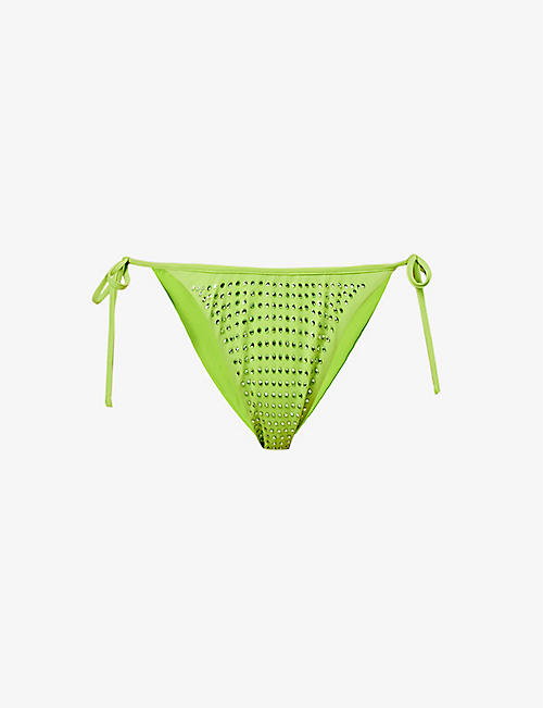 SELF PORTRAIT: Hot Fix sequin-embellished mid-rise bikini bottoms