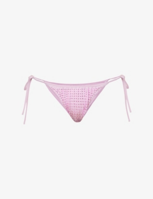 Self-portrait Embellished Bikini Bottoms In Lilac