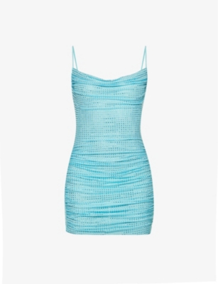 Self-portrait Crystal-embellished Minidress In Blue